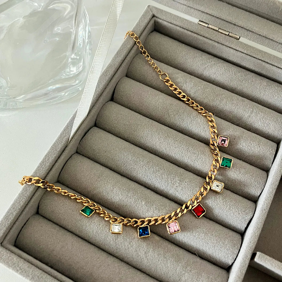 Ig Style Glam Shiny Water Droplets Heart Shape Stainless Steel Plating Inlay Zircon Gold Plated Bracelets