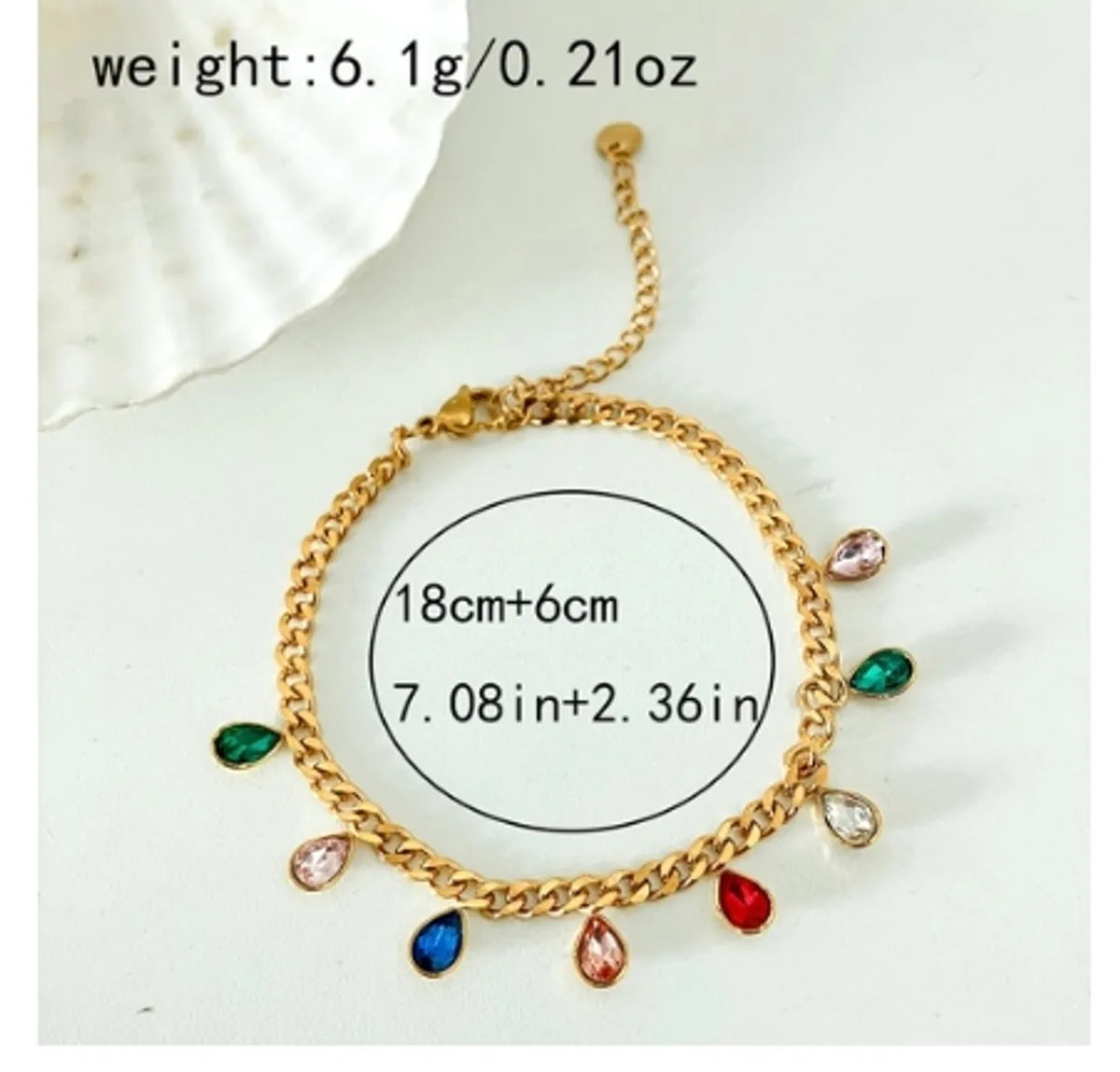 Ig Style Glam Shiny Water Droplets Heart Shape Stainless Steel Plating Inlay Zircon Gold Plated Bracelets