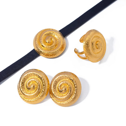 Ig Style Glam Spiral Stainless Steel Plating 18k Gold Plated Rings Earrings Necklace