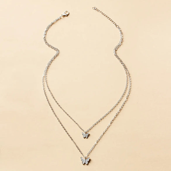 Ig Style Glam Water Droplets Eye Butterfly Gold Plated Silver Plated Rhinestones Alloy Wholesale Layered Necklaces