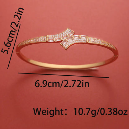 Ig Style Glam Xuping Solid Color Copper Plating Inlay Zircon 18k Gold Plated Bangle