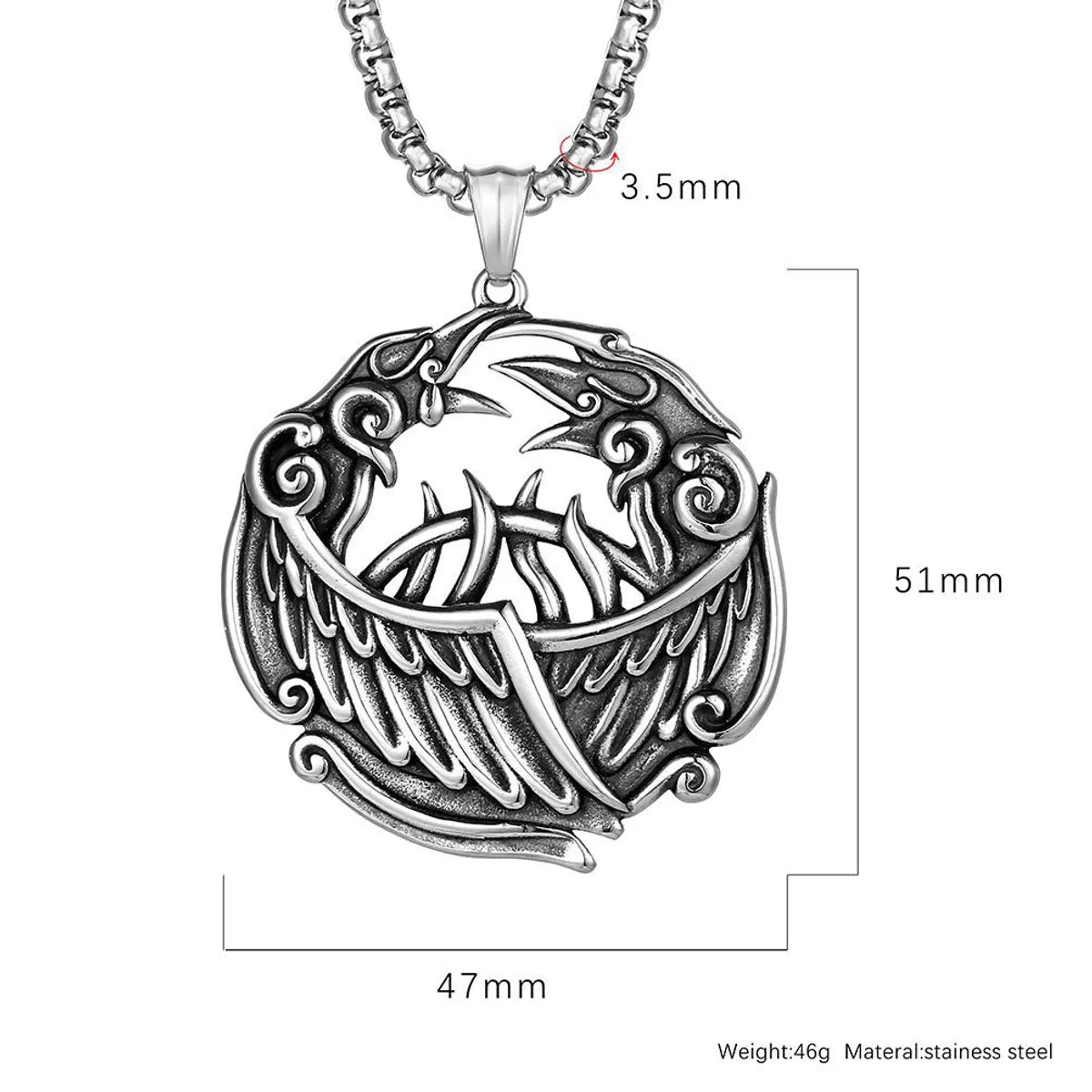 IG Style Gothic Cool Style Wings 304 Stainless Steel Men'S Pendant Necklace