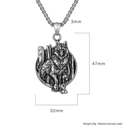 IG Style Gothic Cool Style Wolf 304 Stainless Steel Unisex Pendant Necklace