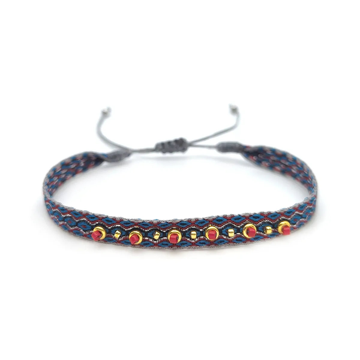 Ig Style Handmade Bohemian Geometric Glass Fabric Knitting Unisex Bracelets