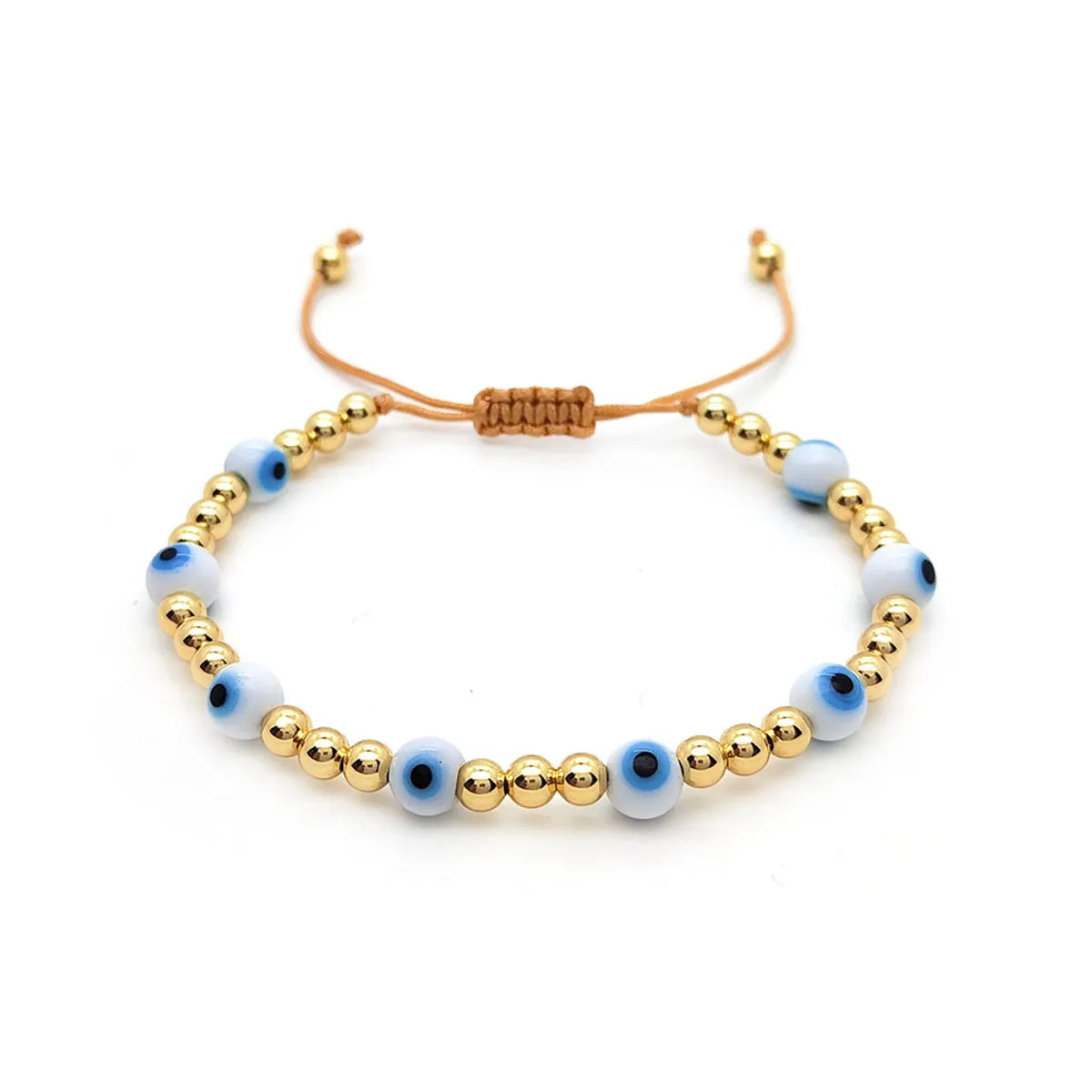 Ig Style Handmade Ethnic Style Devil's Eye Glass Copper Beaded Plating 18k Gold Plated Bracelets