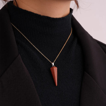 Ig Style Handmade Simple Style Geometric Stainless Steel Natural Stone Pendant Necklace