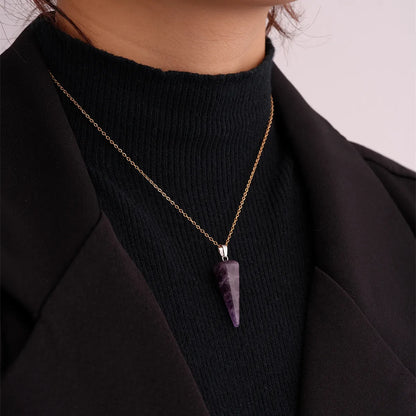 Ig Style Handmade Simple Style Geometric Stainless Steel Natural Stone Pendant Necklace