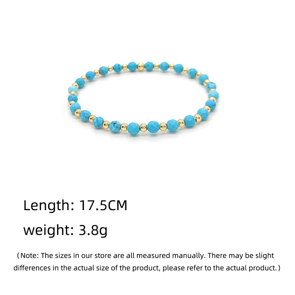 IG Style Handmade Simple Style Round Beaded Turquoise Copper Bracelets In Bulk