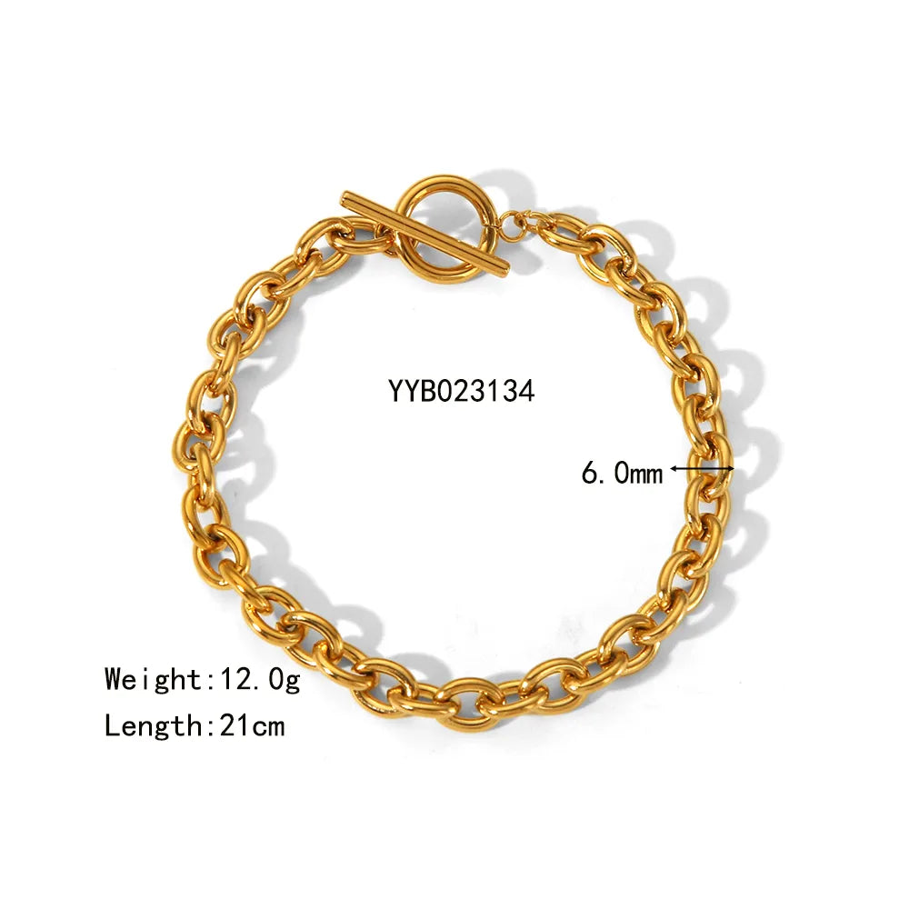 Wholesale Jewelry IG Style Hawaiian Classic Style Geometric Solid Color 201 Stainless Steel 304 Stainless Steel 18K Gold Plated Stoving Varnish Anklet