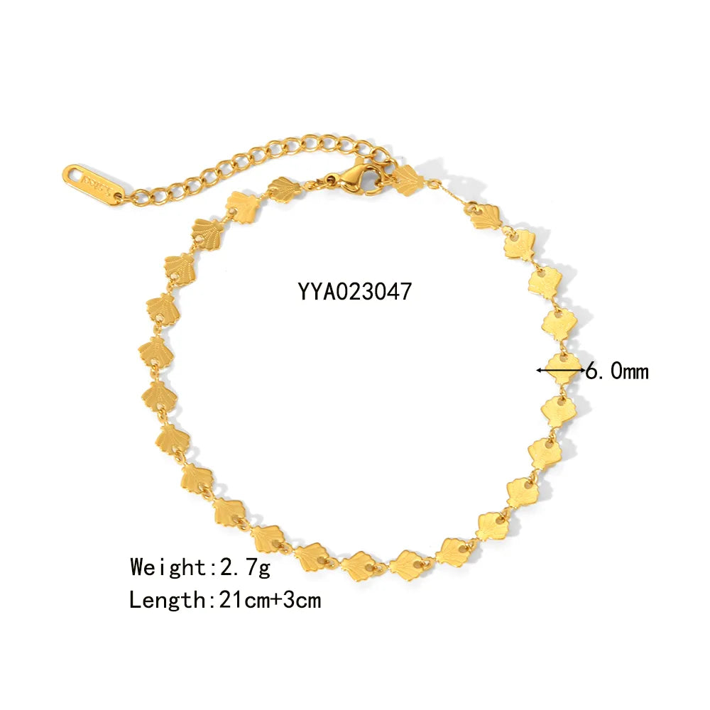 Wholesale Jewelry IG Style Hawaiian Classic Style Geometric Solid Color 201 Stainless Steel 304 Stainless Steel 18K Gold Plated Stoving Varnish Anklet