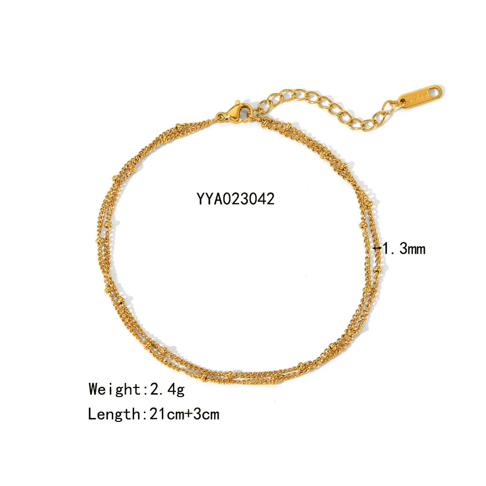 Wholesale Jewelry IG Style Hawaiian Classic Style Geometric Solid Color 201 Stainless Steel 304 Stainless Steel 18K Gold Plated Stoving Varnish Anklet