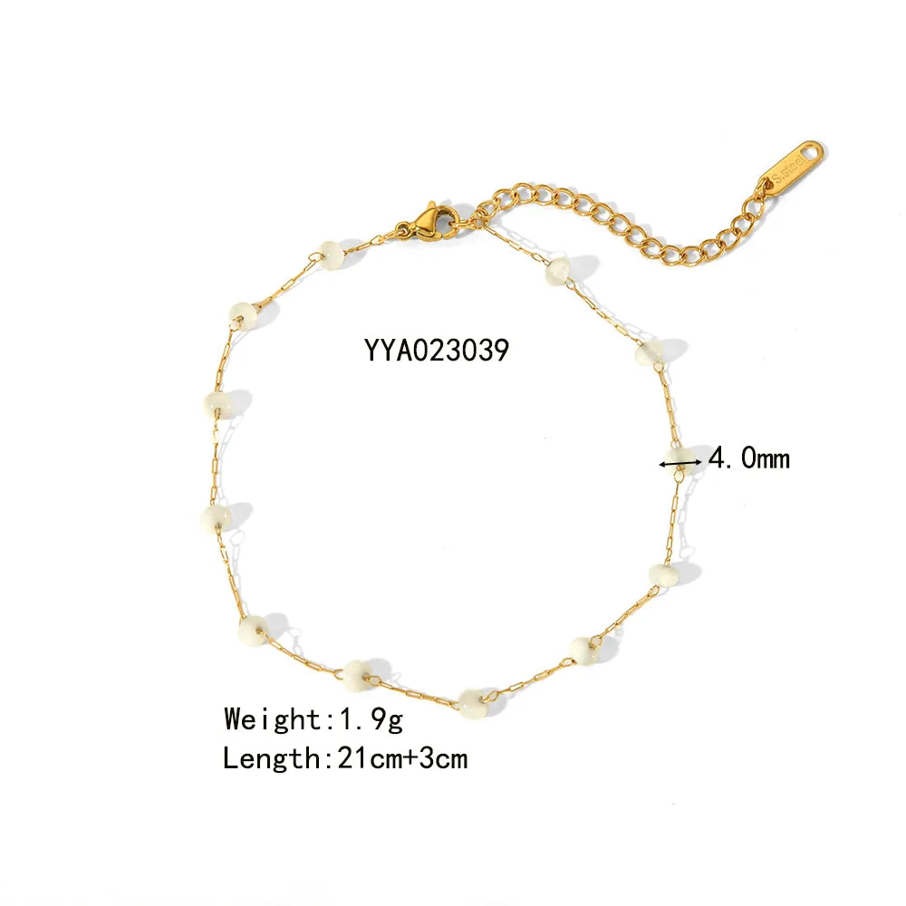 Wholesale Jewelry IG Style Hawaiian Classic Style Geometric Solid Color 201 Stainless Steel 304 Stainless Steel 18K Gold Plated Stoving Varnish Anklet