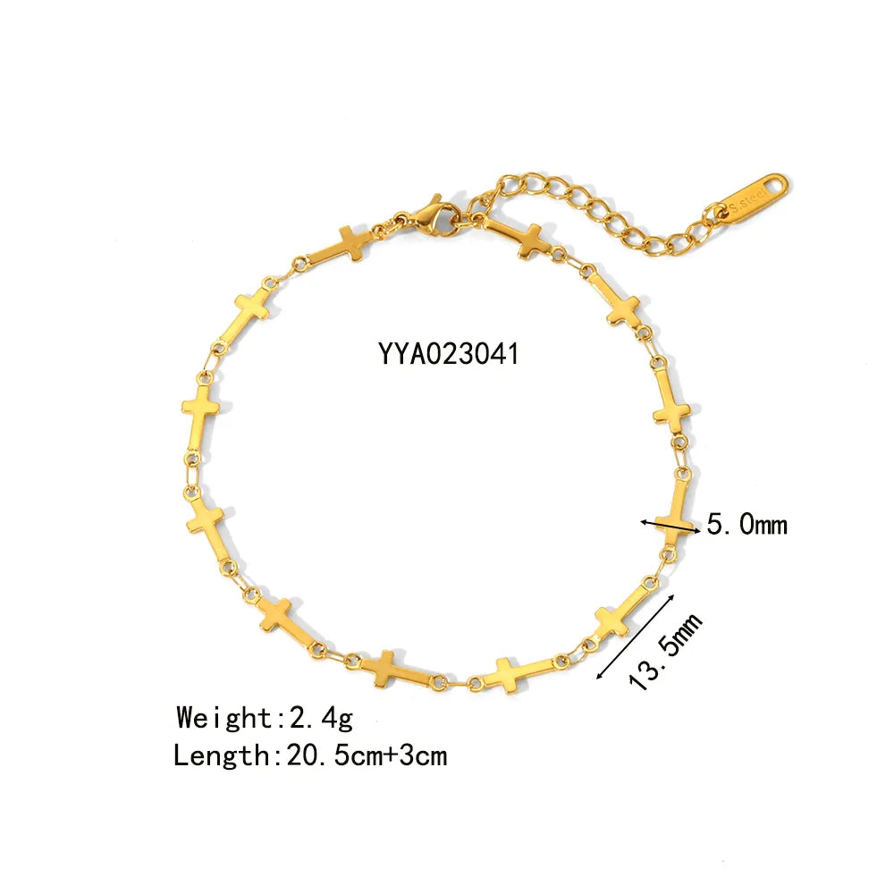 Wholesale Jewelry IG Style Hawaiian Classic Style Geometric Solid Color 201 Stainless Steel 304 Stainless Steel 18K Gold Plated Stoving Varnish Anklet