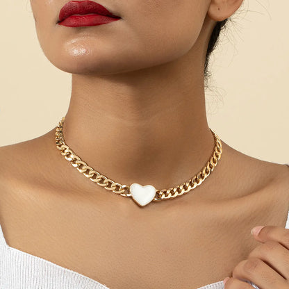 Ig Style Heart Shape Alloy Enamel Plating 14k Gold Plated Women's Choker