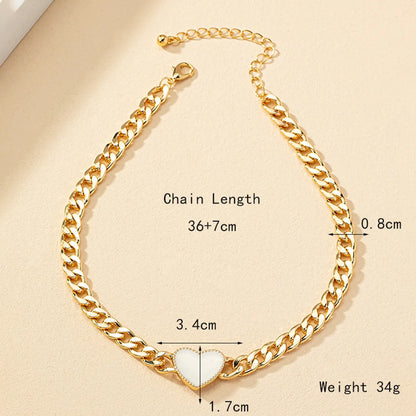 Ig Style Heart Shape Alloy Enamel Plating 14k Gold Plated Women's Choker