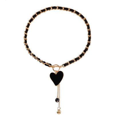 Ig Style Heart Shape Alloy Woven Belt Women'S Pendant Necklace