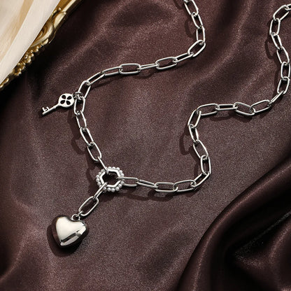 Ig Style Heart Shape Copper Plating Silver Plated Pendant Necklace