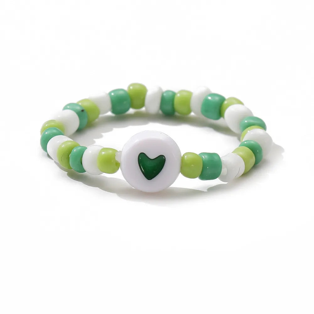 Ig Style Heart Shape Plastic Resin Beaded Women'S Rings 1 Piece