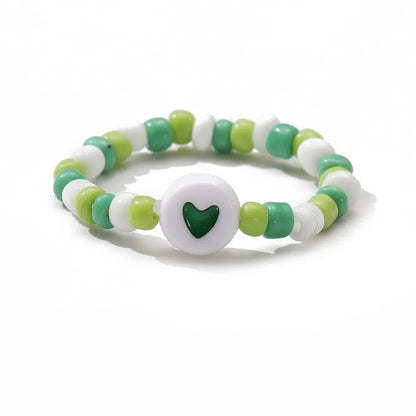 Ig Style Heart Shape Plastic Resin Beaded Women'S Rings 1 Piece