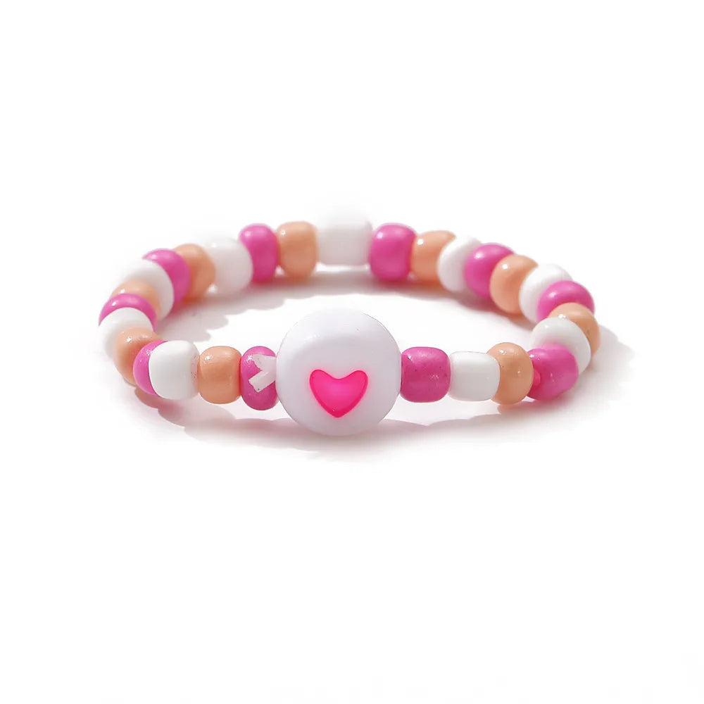 Ig Style Heart Shape Plastic Resin Beaded Women'S Rings 1 Piece