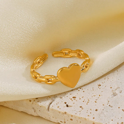 Ig Style Heart Shape Stainless Steel Plating 18k Gold Plated Open Rings