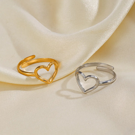 Ig Style Heart Shape Stainless Steel Plating 18k Gold Plated Rings