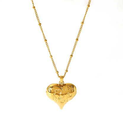 Ig Style Heart Shape Stainless Steel Polishing Plating 18k Gold Plated Pendant Necklace