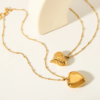 Ig Style Heart Shape Stainless Steel Polishing Plating 18k Gold Plated Pendant Necklace