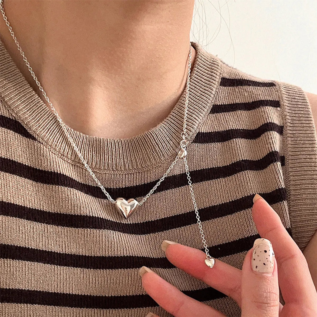 Ig Style Heart Shape Sterling Silver Plating Pendant Necklace