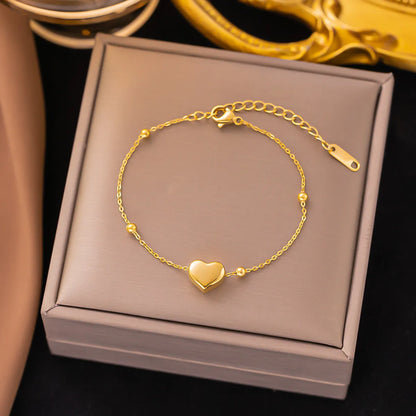 Wholesale Ig Style Heart Shape Titanium Steel Bracelets Anklet Necklace