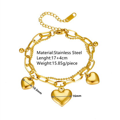 IG Style Heart Shape Titanium Steel 18K Gold Plated Titanium Steel Bracelets In Bulk