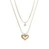 304 Stainless Steel 18K Gold Plated IG Style Plating Inlay Heart Shape Artificial Rhinestones Layered Necklaces