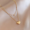 304 Stainless Steel 18K Gold Plated IG Style Plating Inlay Heart Shape Artificial Rhinestones Layered Necklaces
