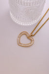 Wholesale Jewelry IG Style Hip-Hop Shiny Heart Shape 304 Stainless Steel Copper Zircon Plating Inlay Pendant Necklace