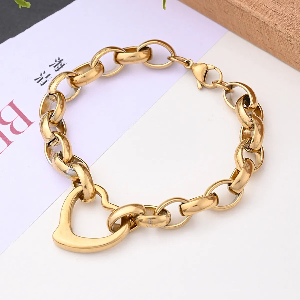 IG Style Hip-Hop Streetwear Oval Heart Shape 304 Stainless Steel 18K Gold Plated Bracelets In Bulk