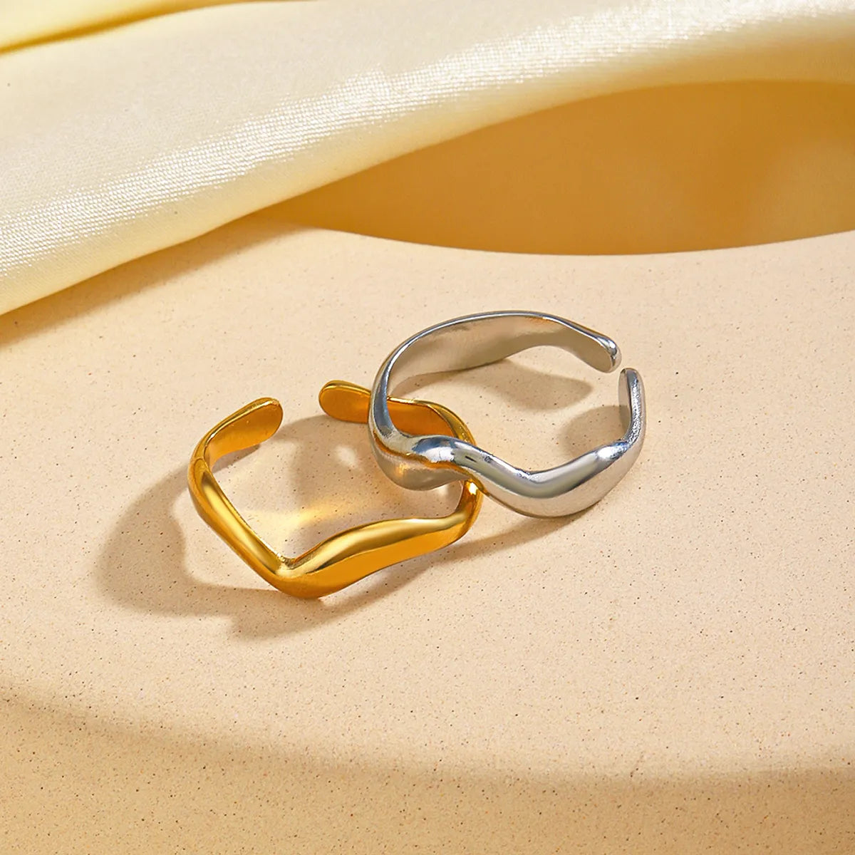 Ig Style Irregular Stainless Steel Plating 18k Gold Plated Open Rings