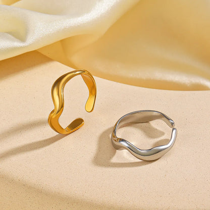 Ig Style Irregular Stainless Steel Plating 18k Gold Plated Open Rings