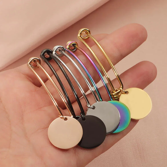 IG Style Korean Style Customization Laser Engraving Heart Shape 304 Stainless Steel 18K Gold Plated Rose Gold Plated Bangle In Bulk