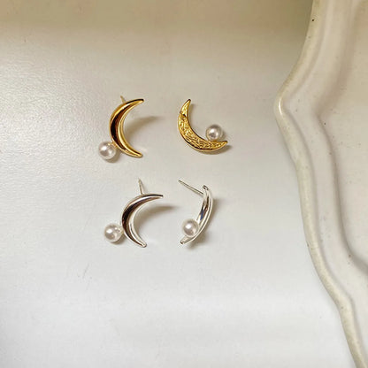 Ig Style Korean Style Moon Alloy Women's Ear Studs