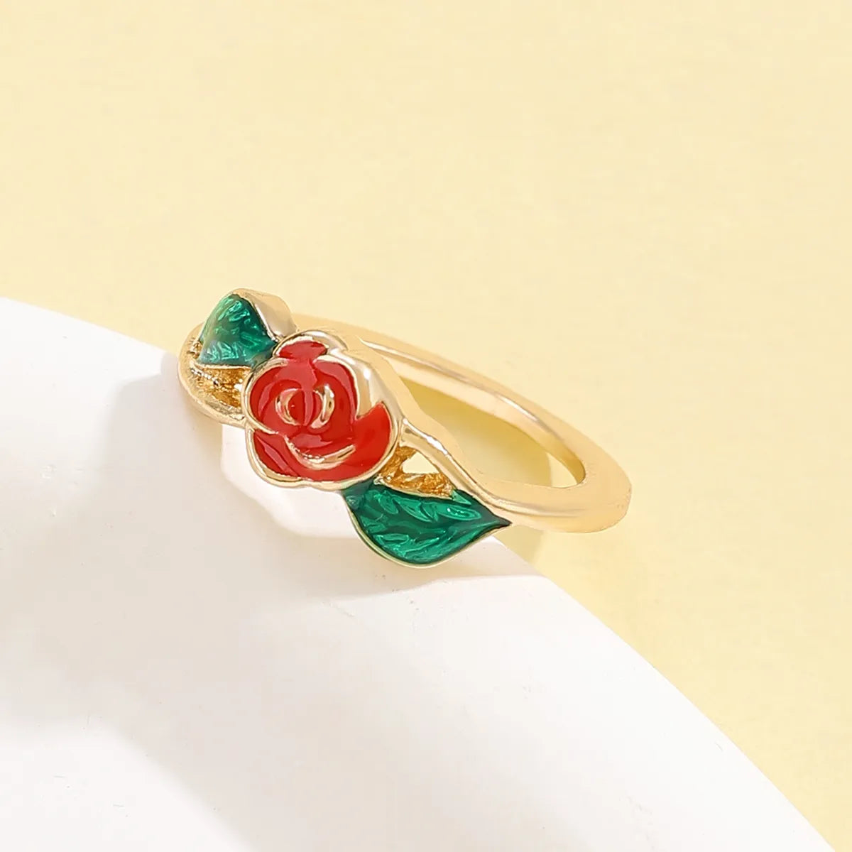 IG Style Lady Sweet Rose Alloy Enamel Women'S Rings Earrings Necklace