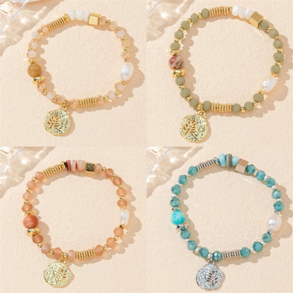 IG Style Leaf Artificial Crystal Alloy Beaded Plating Women's Bracelets