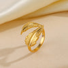 Ig Style Leaves Stainless Steel Plating Gold Plated Open Rings