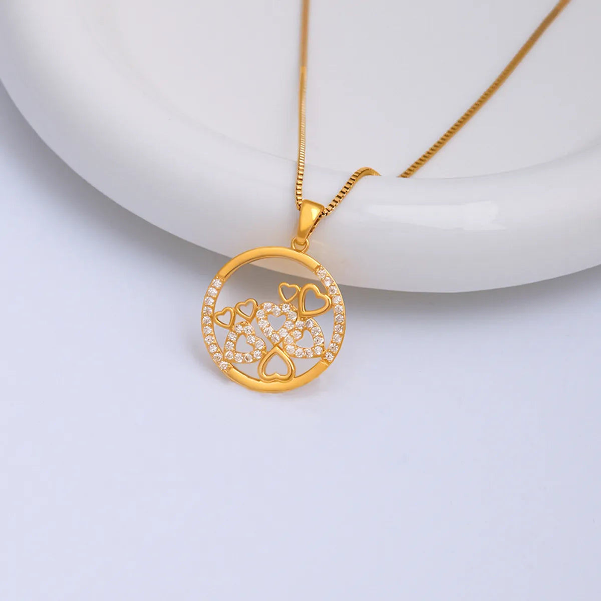 304 Stainless Steel Copper 18K Gold Plated IG Style Plating Inlay Letter Heart Shape Key Zircon Pendant Necklace