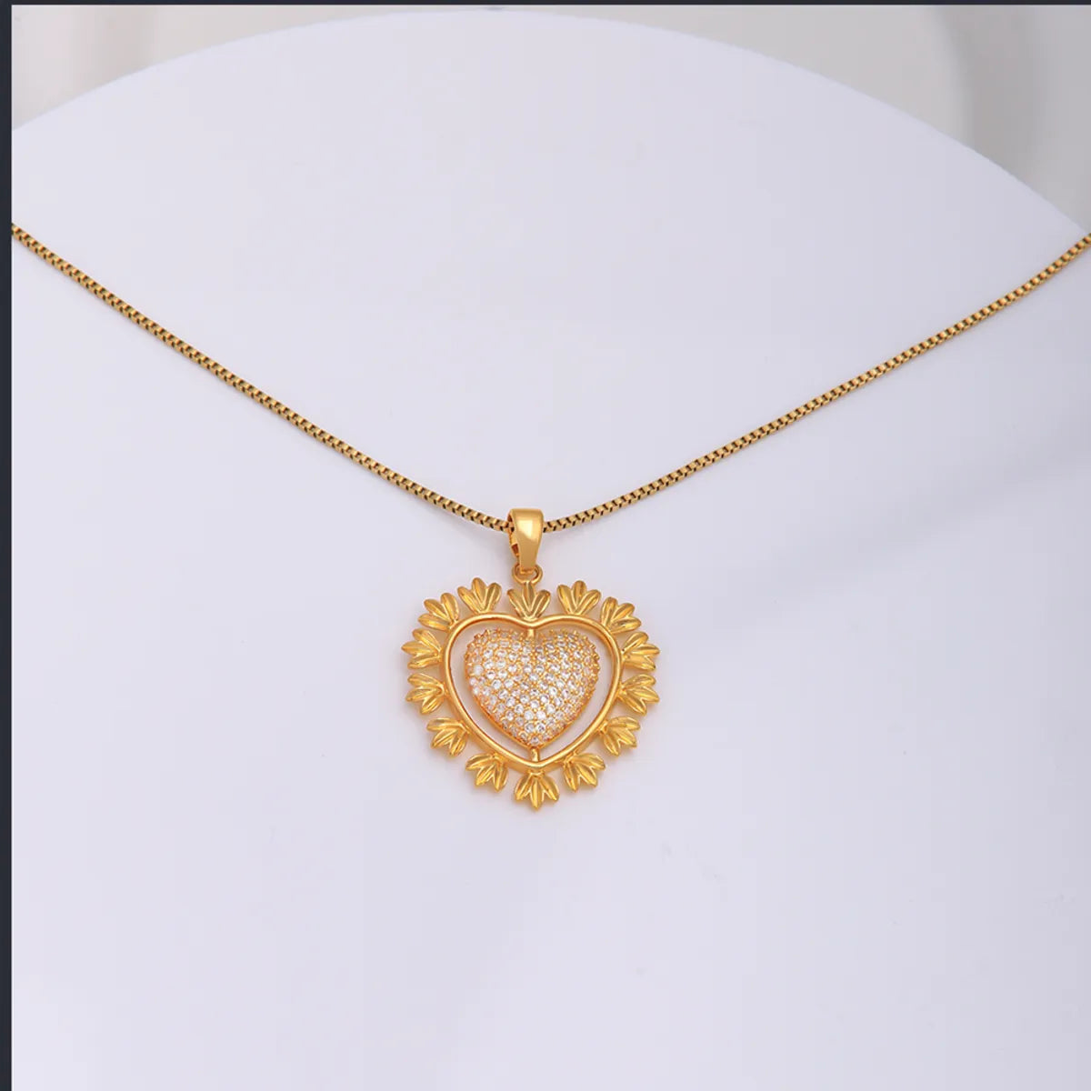 304 Stainless Steel Copper 18K Gold Plated IG Style Plating Inlay Letter Heart Shape Key Zircon Pendant Necklace