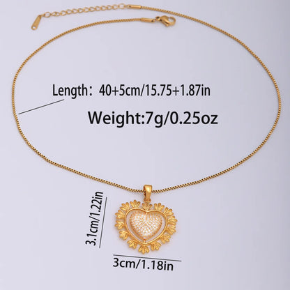 304 Stainless Steel Copper 18K Gold Plated IG Style Plating Inlay Letter Heart Shape Key Zircon Pendant Necklace