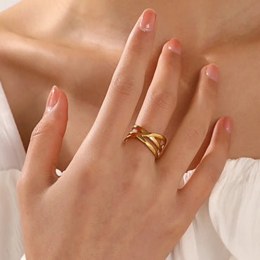 Ig Style Lines Stainless Steel Plating 18k Gold Plated Open Rings