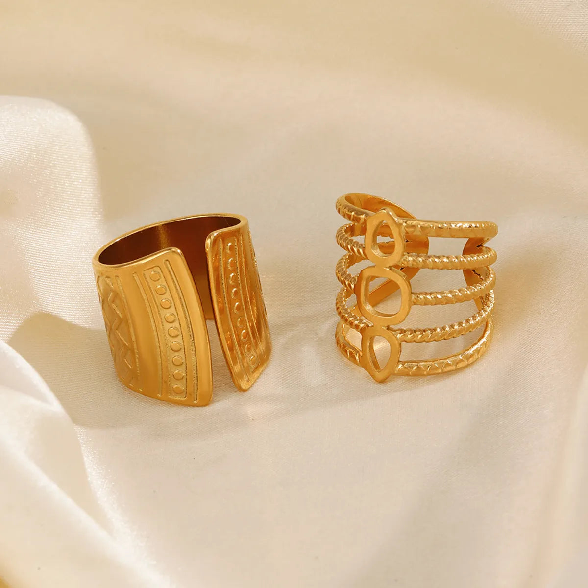 Ig Style Lines Stainless Steel Plating 18k Gold Plated Open Rings