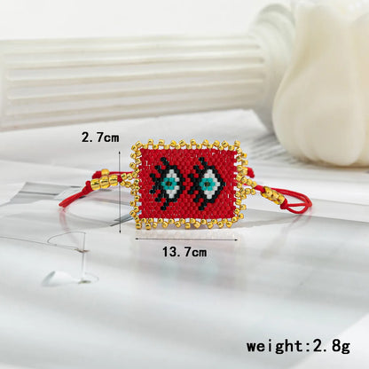 Ig Style Luxurious Simple Style Devil'S Eye Glass Beaded Knitting Inlay Rhinestones Women'S Bracelets