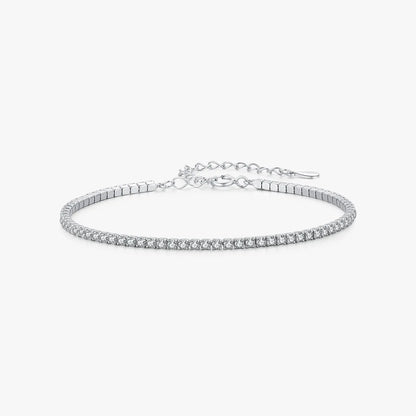 Ig Style Luxurious Wedding Round Sterling Silver Plating Inlay Zircon Rhodium Plated Tennis Bracelet