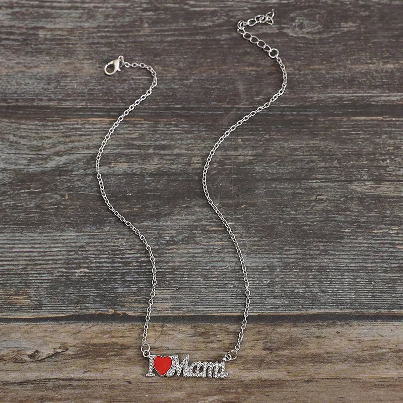 IG Style MAMA Simple Style Letter Heart Shape Alloy Plating Inlay Zircon Mother'S Day Women'S Necklace